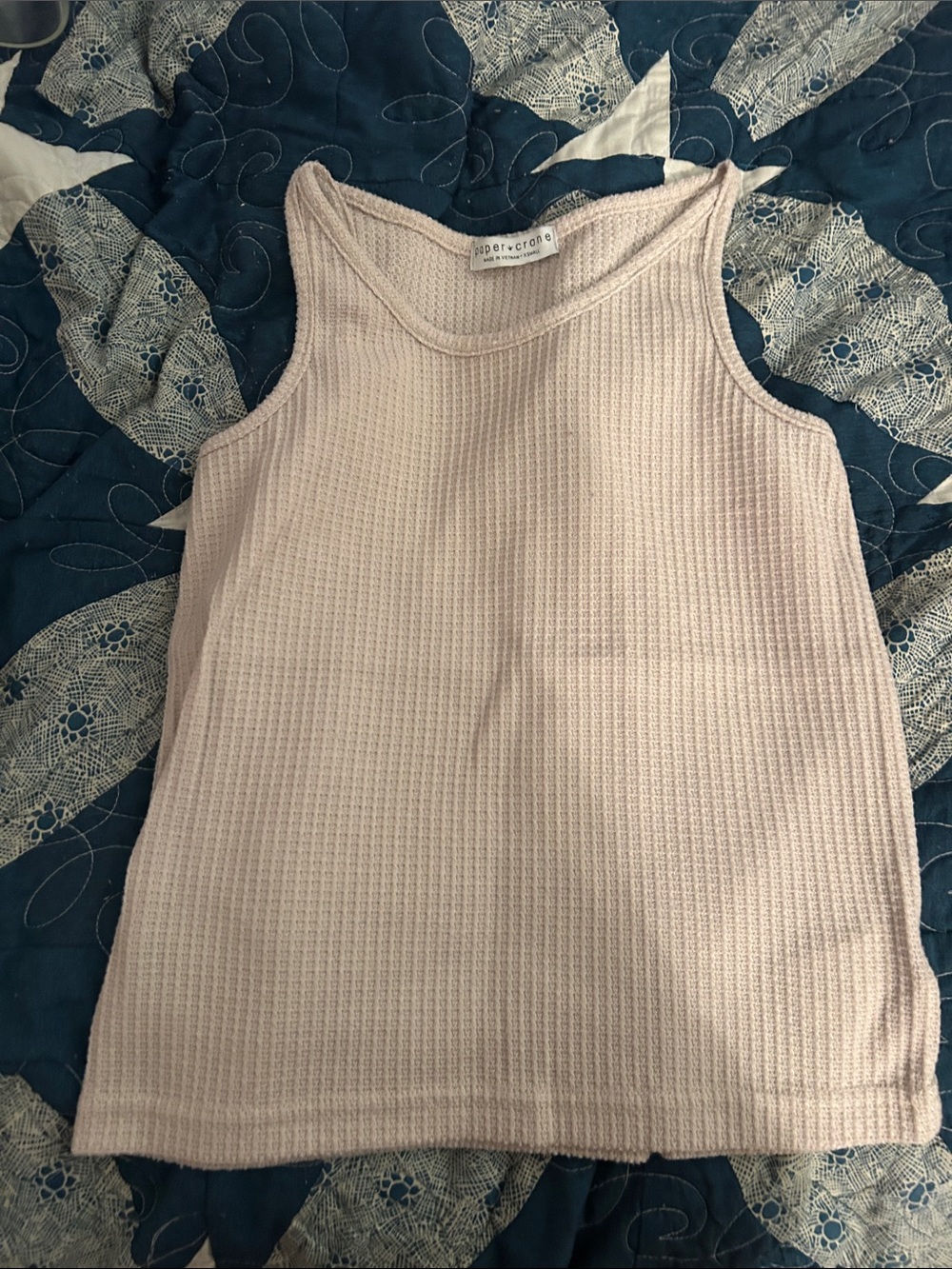 Paper crane Topshop Light Pink Waffle Knit Tank Top
